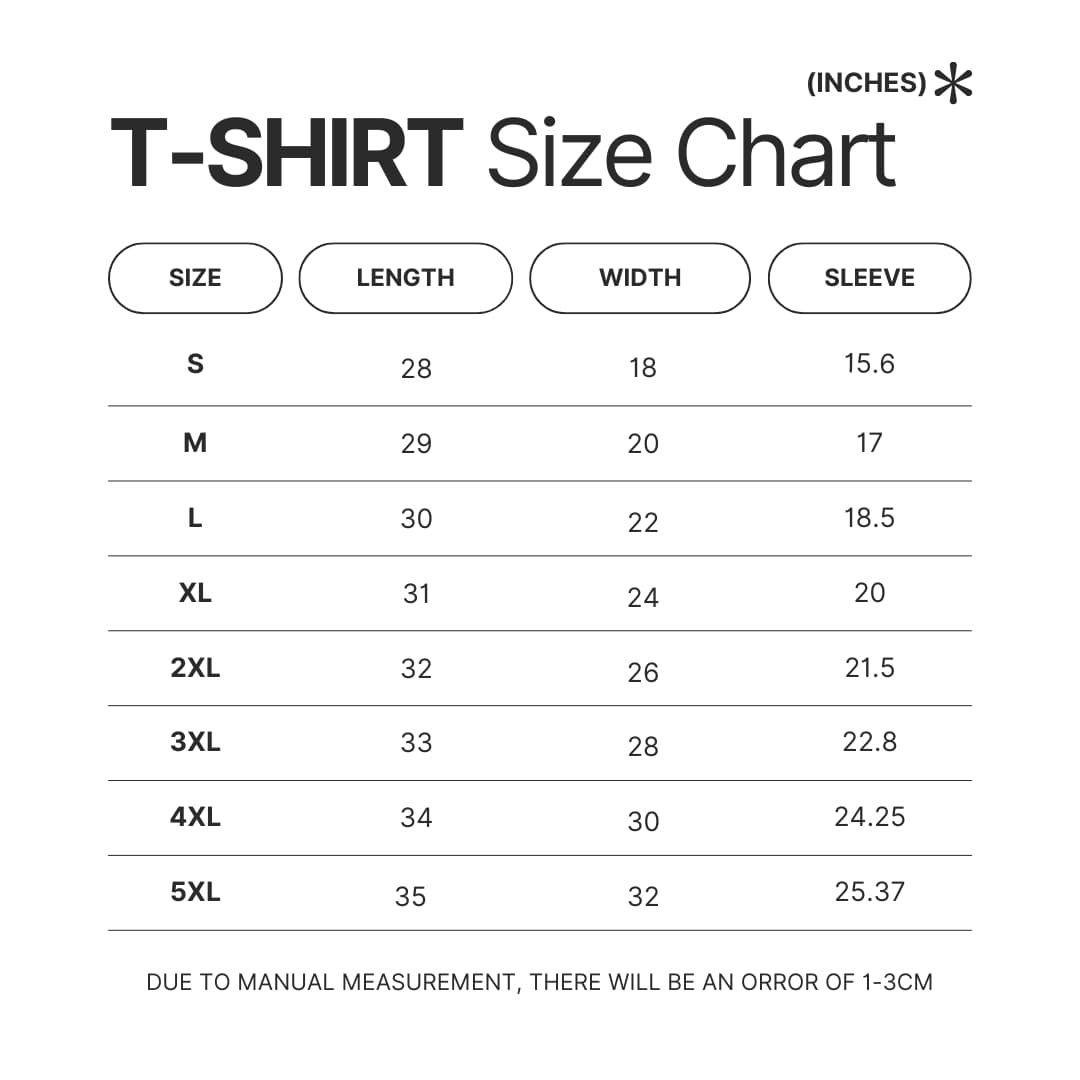 T shirt Size Chart - Clevatess Store