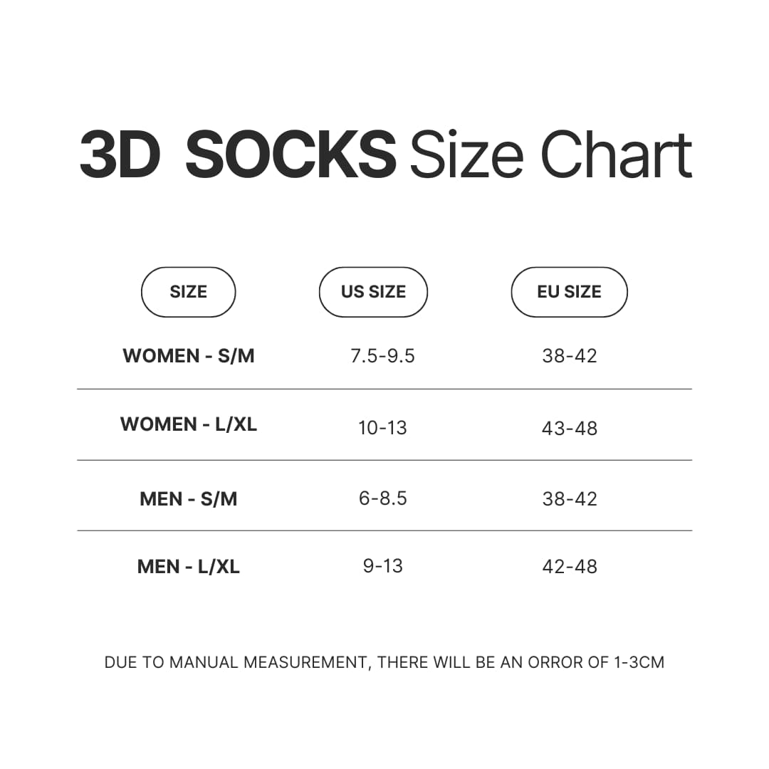 3D Socks Size Chart - Clevatess Store